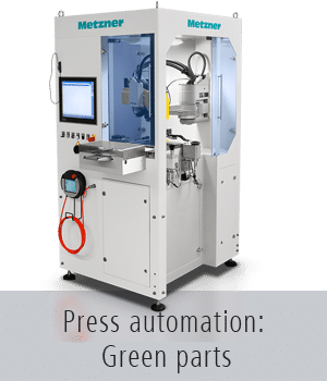 Press automation system for green parts