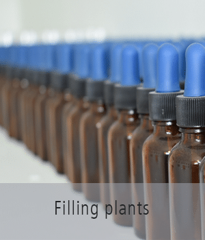 Bottles in the filling line